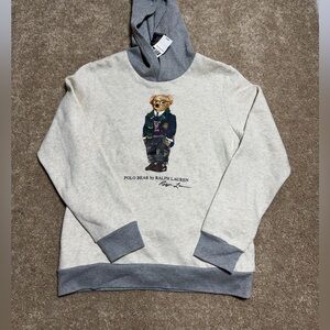 Ralph Lauren Cream and Gray Polo Bear Hoodie